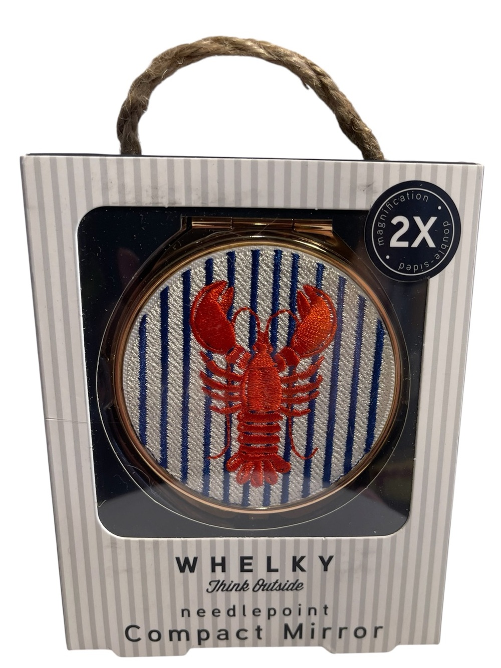 Whelky "Think Outside" Needlepoint Red Lobster Compact Mirror - NWT **